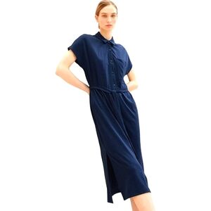 TOM TAILOR Jersey Button Up Midi Shirt Dress, US10 EU42